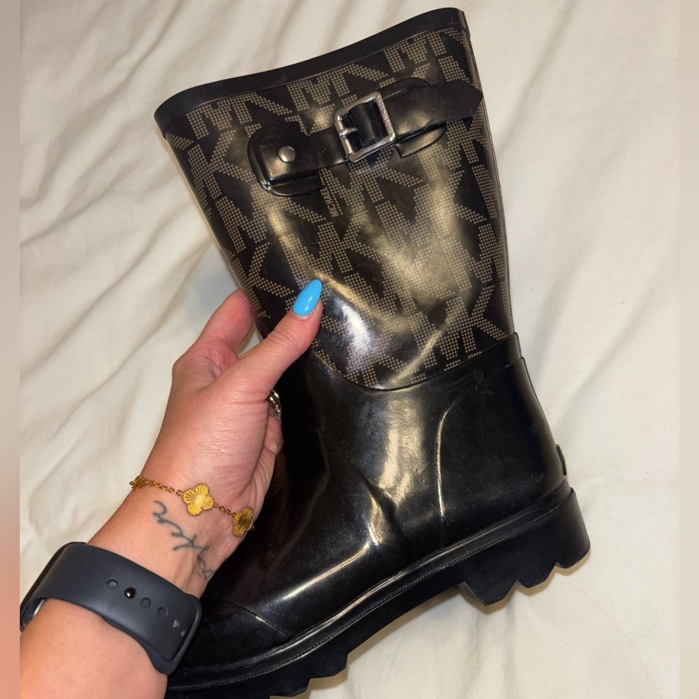 Michael Kors Black and Brown Logo Boots